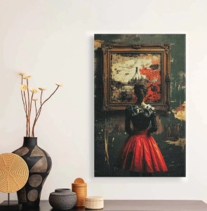 Tablou decorativ Re-Bloom, lemn/panza, multicolor, 45 x 70 cm - Img 4