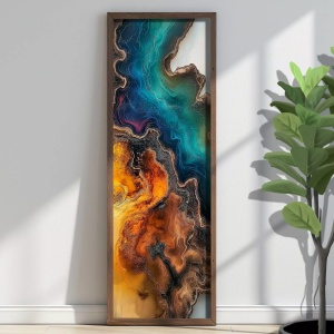 Tablou decorativ Re-Bloom, MDF/lemn masiv, multicolor, 40 x 120 x 3,5 cm