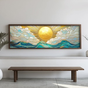 Tablou decorativ Re-Bloom, MDF/lemn masiv, multicolor, 40 x 120 x 3,5 cm - Img 3