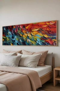 Tablou decorativ Re-Bloom, MDF/lemn masiv, multicolor, 50 x 120 cm - Img 4