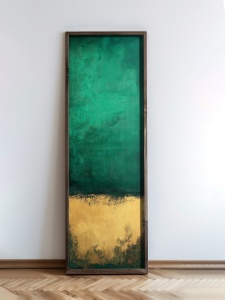 Tablou decorativ Re-Bloom, MDF/lemn masiv, verde/auriu/maro, 40 x 120 x 3,5 cm - Img 5