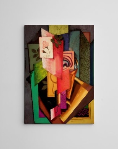 Tablou decorativ Re-Bloom, model abstract, lemn/panza, multicolor, 50 x 70 cm - Img 2