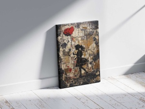 Tablou decorativ Re-Bloom, model Femeie cu un trandafir gigant, panza/lemn, multicolor, 60 x 90 cm - Img 2
