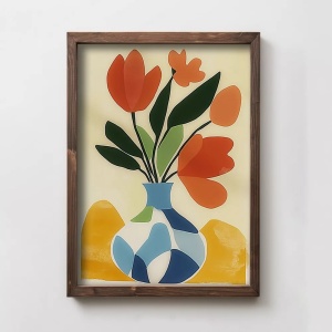 Tablou decorativ Re-Bloom, model floral, MDF/lemn masiv, multicolor, 35 x 47 x 2 cm