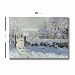 Tablou decorativ Re-Bloom, model peisaj de iarna, panza/lemn, alb, 70 x 100 cm - Img 3