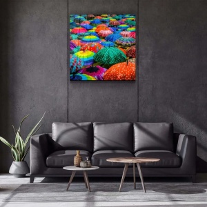 Tablou decorativ Re-Bloom, model umbrele, sticla temperata, multicolor, 60 x 60 cm - Img 5