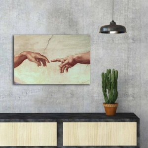 Tablou decorativ Re-Bloom, panza/lemn, bej, 45 x 70 cm - Img 2