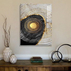 Tablou decorativ Re-Bloom, panza/lemn, gri/negru/auriu, 50 x 70 cm - Img 1