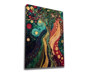 Tablou decorativ Re-Bloom, panza/lemn, multicolor, 50 x 70 cm