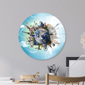 Tablou decorativ Re-Bloom, sticla calita, multicolor, 30 cm - Img 4