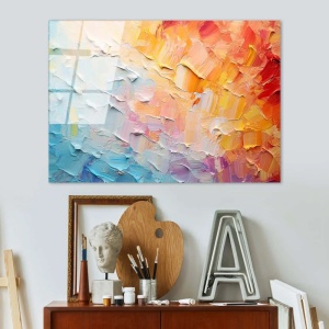Tablou decorativ Re-Bloom, sticla securizata, multicolor, 70 x 100 cm - Img 5