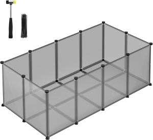 Tarc de joaca pentru hamsteri/iepuri/arici Songmics, plastic, gri, 125 x 63 x 42 cm, Resigilat, Grad A