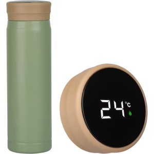 Termos cu Afisare Digitala, Belle Vous, Indicator de Temperatura Inteligent, Capac Etans, 280 ml, din Otel Inoxidabil, Verde, Resigilat, Grad A
