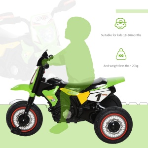 Tricicleta stil motocicleta copii 18-36 luni, 71x40x51 cm, sunete si lumini, 3 roti, PP/metal, verde - Verificat A · Re-Bloom - Img 3