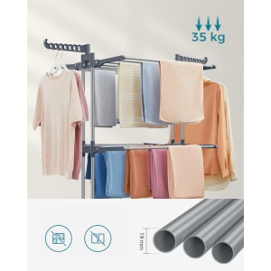 Uscator de rufe, SONGMICS, 64 x 126 x 172 cm, utilizare in interior si exterior, gri LLR701G01, Resigilat, Grad A - Img 4