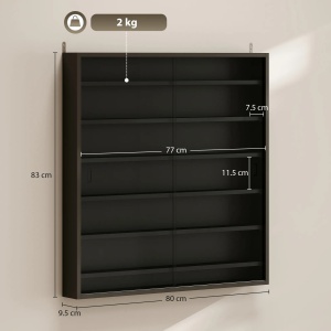 Vitrina pentru depozitarea jucariilor Re-Bloom, PAL/sticla, negru, 80 x 9,5 x 83 cm, Resigilat, Grad A - Img 3