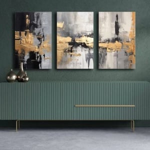 Wallity set 3 tablouri decorative canvas, 3x45x70 cm, dimensiune totala 145x70 cm, panza 100% 2.8mm, rama lemn pin 100%, multicolor - Verificat A · Re-Bloom
