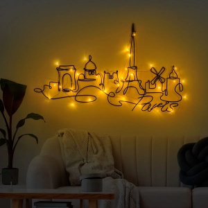 Wallxpert decor de perete din metal 69x120 cm, grosime 1.5mm, 3xAA, IP20, max 3.15W, design modern, negru - Verificat A · Re-Bloom - Img 4