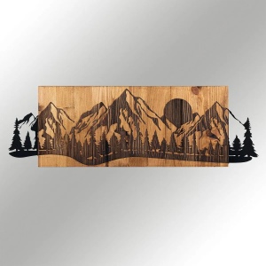 Wallxpert decor de perete metal/lemn, 75.5x24.5 cm, metal 1.2mm + cadru lemn 3cm, negru/nuc - Verificat A · Re-Bloom - Img 3
