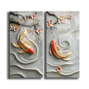 Wallxpert set 2 tablouri pe sticla securizata, 2x35x70 cm, dimensiune totala 73x70 cm, sticla 100% grosime 4mm, imprimare UV, multicolor - Verificat A · Re-Bloom - Img 1