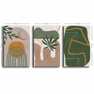 Wallxpert set 3 tablouri decorative canvas, 3x45x70 cm, dimensiune totala 145x70 cm, panza 100% 2.8mm, rama lemn pin 100%, multicolor - Verificat A · Re-Bloom - Img 2