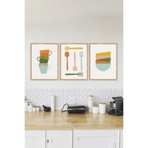 Wallxpert set 3 tablouri decorative inramate, 3x33x48 cm, MDF 100%, cadru lemn masiv 2 cm, imprimare digitala, multicolor - Verificat A · Re-Bloom - Img 2