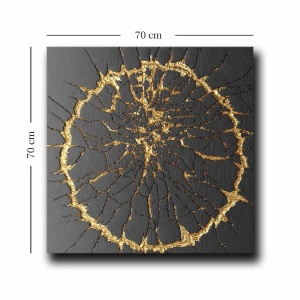 Wallxpert tablou decorativ canvas, 70x70 cm, panza 100% grosime 2.8mm, rama lemn pin 100%, negru/auriu - Verificat A · Re-Bloom - Img 3