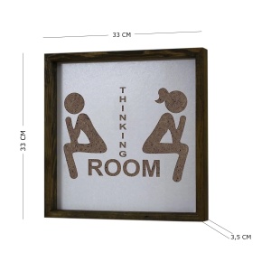 Wallxpert tablou decorativ inramat, 34x34 cm, MDF 3mm, gravura laser, cadru lemn pin solid 3.5cm, maro/alb - Verificat A · Re-Bloom - Img 3