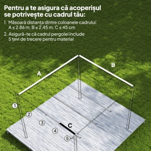 Acoperis retractabil pergola Re-Bloom, poliester, 286x245 cm, protectie UV30+, gri inchis - Verificat A · Re-Bloom - Img 6