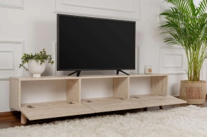 Alvin Travertine comoda TV living 180x42x31.4 cm, PAL 18mm, finisaj travertin, stil contemporan - Verificat A · Re-Bloom - Img 4