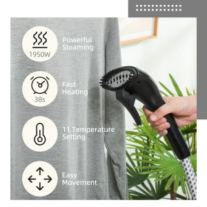 Aparat vertical de calcat cu abur Re-Bloom, 1.4L, extensibil, ABS/polipropilena, negru, 26 x 21,5 x 29 cm, Resigilat, Grad A - Img 5