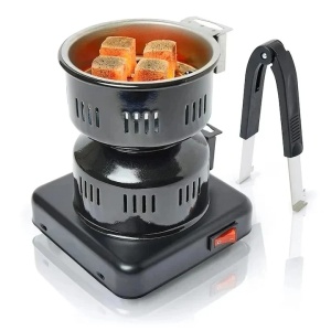 Aprinzator carbuni narghilea, electric, 450W, tip ibric, negru, cu protectie termostatica, control temperatura si picioare antialunecare, capacitate 8 carbuni, Resigilat, Grad A