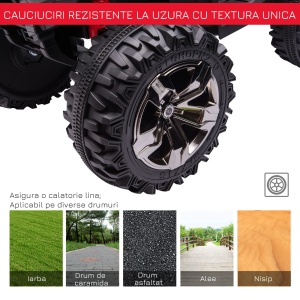 ATV electric copii Re-Bloom, 12V 10AH, metal/PP, 100x65x73 cm, faruri+pedale, 3-8 km/h, autonomie 45 min, varsta 3-5 ani, 30 kg, rosu/negru - Verificat A · Re-Bloom - Img 4