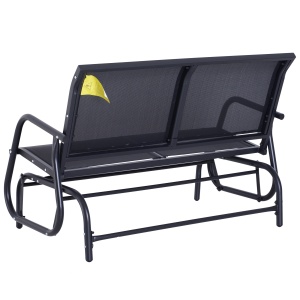 Banca tip leagan, 2 locuri, metal/textil, negru, 123 × 70 × 88 cm, Resigilat, Grad A - Img 2