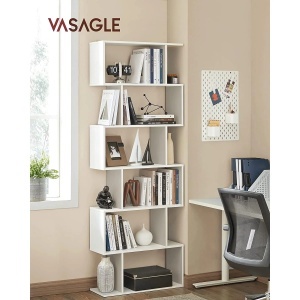 Biblioteca Vasagle, lemn, alb, 70 x 24 x 190,5 cm, Resigilat, Grad A - Img 6