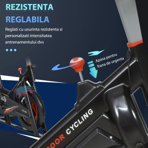 Bicicleta Fitness Cardio Re-Bloom, ecran LCD, otel/ABS, negru, 53 x 105 x 105-117 cm, Resigilat, Grad A - Img 6