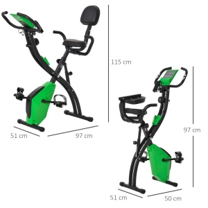 Bicicleta fitness pliabila 2 in 1 Re-Bloom, 8 nivele de rezistenta, otel/ABS, verde/negru, 97 x 51 x 115 cm, Resigilat, Grad A - Img 5