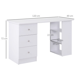 Birou cu sertare si rafturi Re-Bloom, MDF/metal, alb, 120 x 49 x 72 cm, Resigilat, Grad A - Img 3