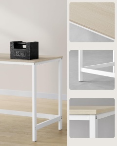 Birou Vasagle, otel/lemn, alb/bej, 60 x 120 x 76 cm, Resigilat, Grad A - Img 5