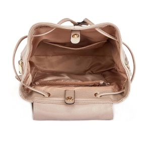 C'iel, Rucsac de piele naturala cu bretele ajustabile Milo, Roz somon, 31x28.5x14, Resigilat, Grad A - Img 3