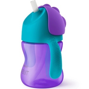 Cana cu pai Philips Avent SCF796/02, 9 luni, 200 ml, Mov/Albstru, Resigilat, Grad A