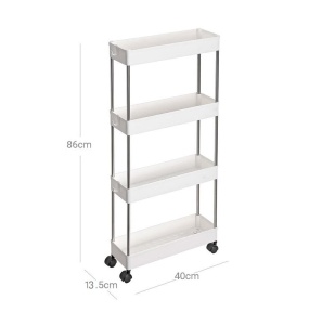 Carucior de depozitare, 4 nivele, metal/plastic, alb/argintiu, 40 x 13,5 x 86 cm, Resigilat, Grad A - Img 2