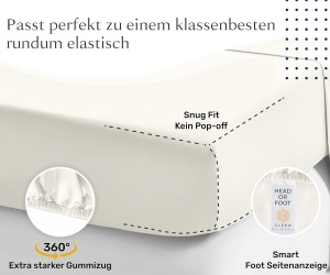 Cearsaf cu elastic Sleep Mantra, poliester/bumbac, fildes, 200 x 200 x 30 cm - Img 4
