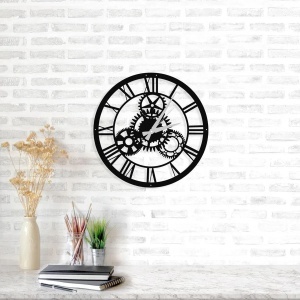 Ceas de perete Re-Bloom, metal, negru, 46 x 46 cm, Resigilat, Grad A