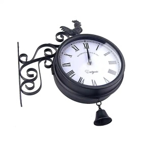 Ceas de perete vintage Rosalind Wheeler, metal/sticla, negru - Img 3