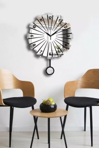 Ceas decorativ de perete MDF/acril, 39x50 cm, diametru 39 cm, grosime 3.6mm, argintiu - Verificat A · Re-Bloom - Img 5