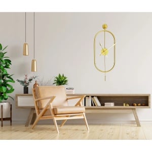 Ceas decorativ de perete Re-Bloom, metal, auriu, 28 x 80 x 7 cm - Img 2