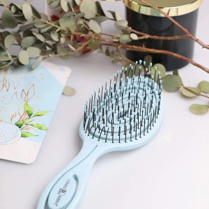 Chiara Ambra perie par Bio, 22.3cm, paie/PP/nailon/rasina epoxidica, pentru par drept/ondulat/umed, fara tragere, albastru deschis - Verificat A · Re-Bloom - Img 2