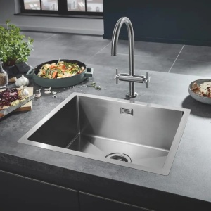 Chiuveta otel inoxidabil Grohe K700 31726SD0, 1 cuva, 550 x 450 mm, kit de scurgere inclus, Inox, Resigilat, Grad A - Img 3