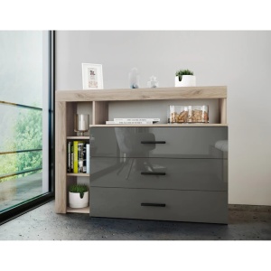 Comoda Irim Maraton 120x43x85.9 cm, MDF Stejar/Gri Cobalt, Resigilat, Grad A - Img 2